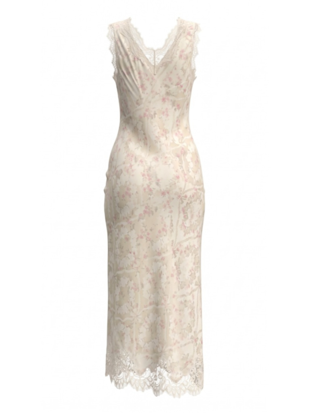 LoveShackFancy Mira Silk Blend Floral Lace Slip Midi Dress NWT 8 - Picture 2 of 7